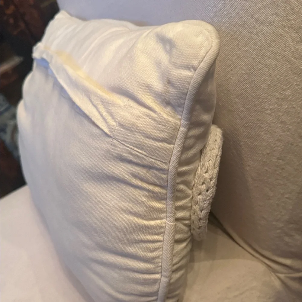 Source Unknown Cream Decorative Pillow with Braided Rope Accent